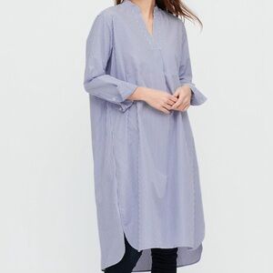 Uniqlo blue white stripe shirt dress midi kaftan L